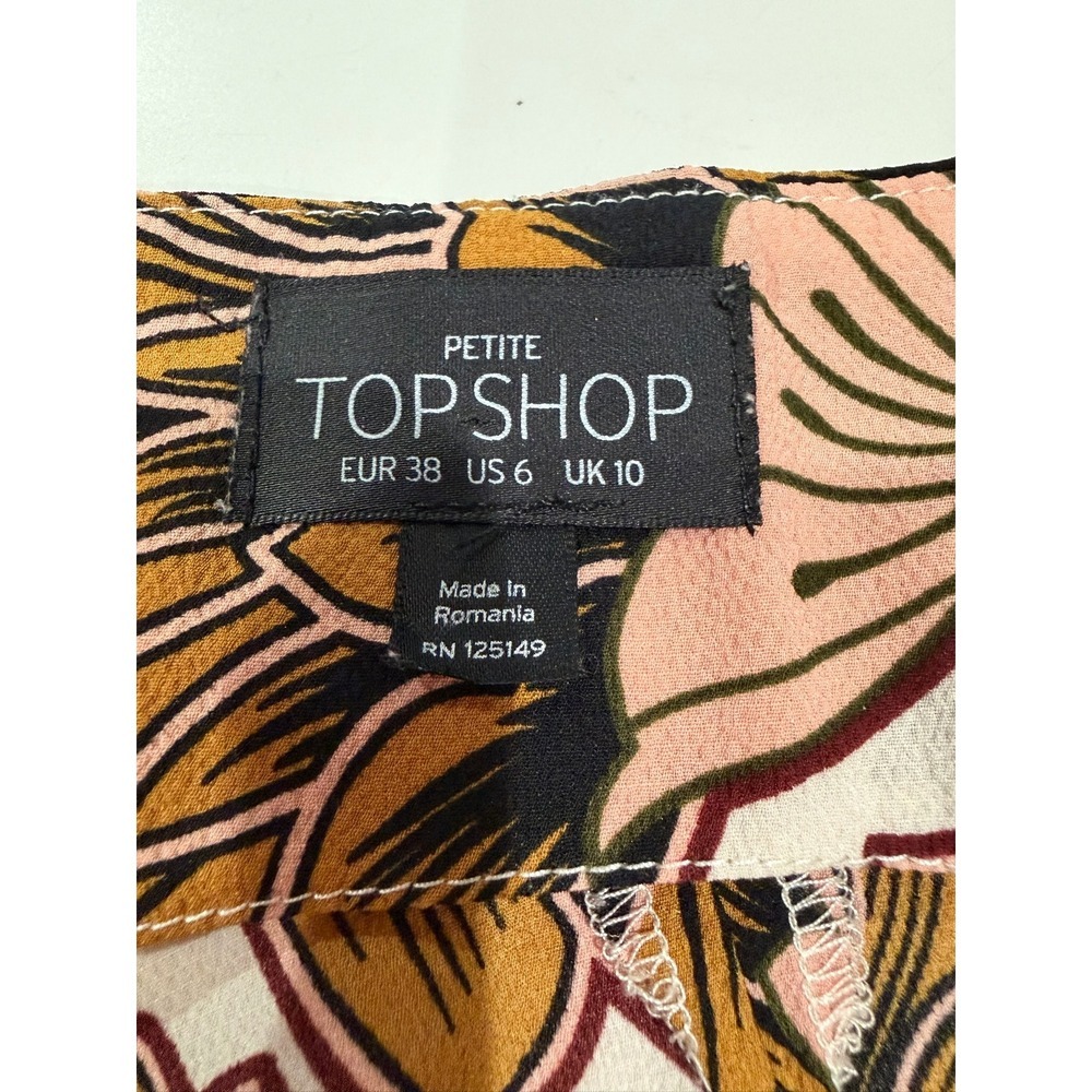 Topshop Petite Floral High Neck Grommet Cami Top Pink Yellow Black Size US 6 - Picture 4 of 6